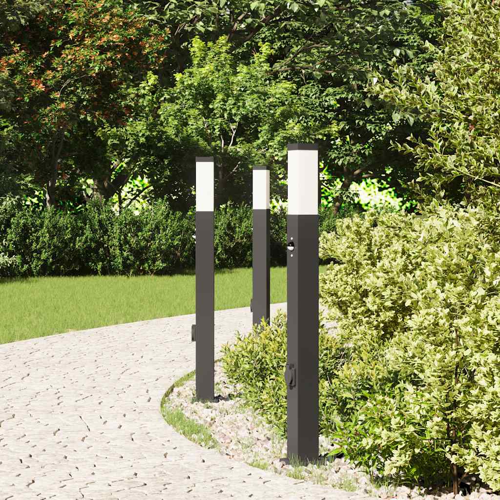 Vidaxx pullertbelysning med sensor og fatning 3 stk 80 cm sort IP44