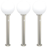 VidaXL pullertbelysning med sensor 3 stk 80 cm rustfrit stål IP44