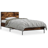 Vidaxl bedframe bewerkt hout en metaal gerookt eikenkleurig 90x190 cm