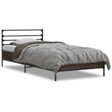 Vidaxl bedframe bewerkt hout en metaal bruin eikenkleurig 90x200 cm