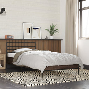 Vidaxl bedframe bewerkt hout en metaal bruin eikenkleurig 90x200 cm