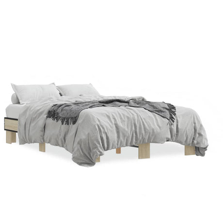Vidaxl bedframe bewerkt hout metaal sonoma eikenkleurig 120x200 cm