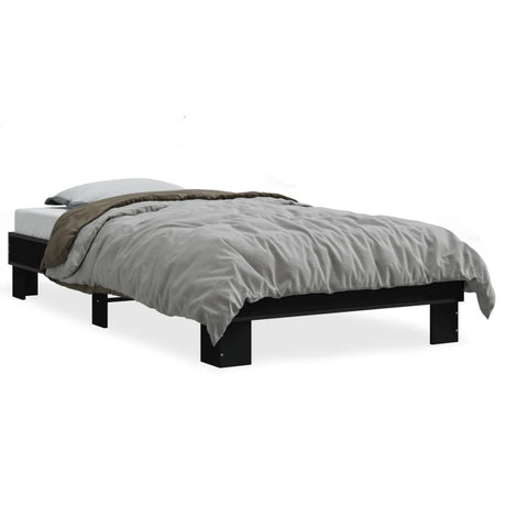 Vidaxl bedframe bewerkt hout en metaal zwart 75x190 cm