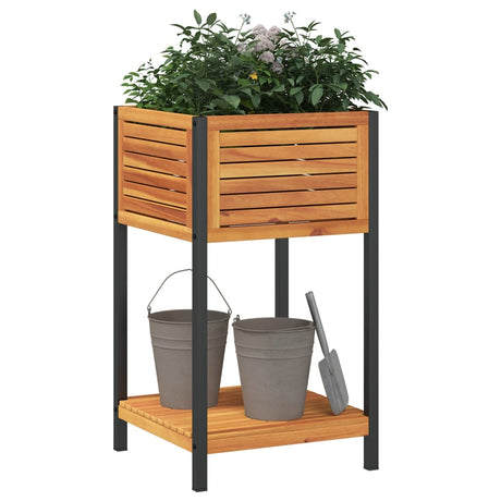 Vidaxx plantekasse med hylde 45x45x80 cm massivt akacietræ og stål