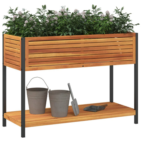 Vidaxx plantekasse med hylde 110x45x80 cm massivt akacietræ og stål