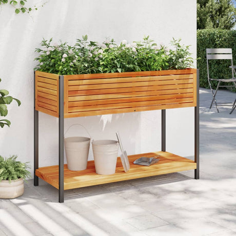 Vidaxx plantekasse med hylde 110x45x80 cm massivt akacietræ og stål