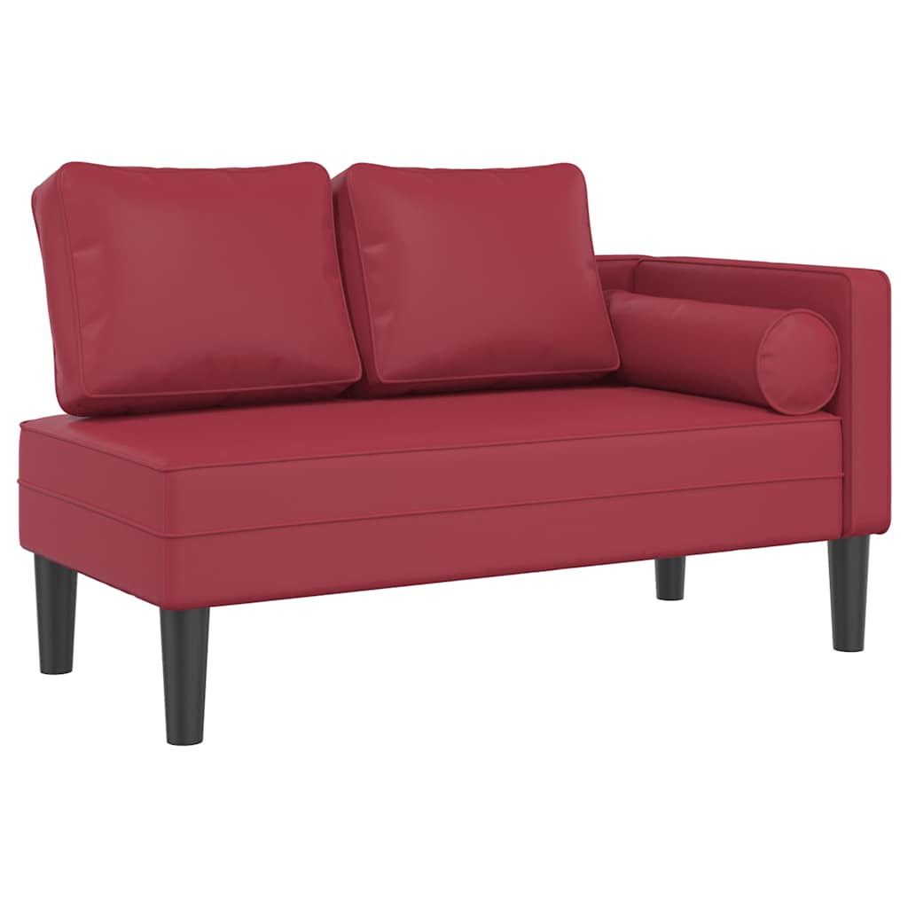 Vidaxl chaise longue met kussens kunstleer wijnrood