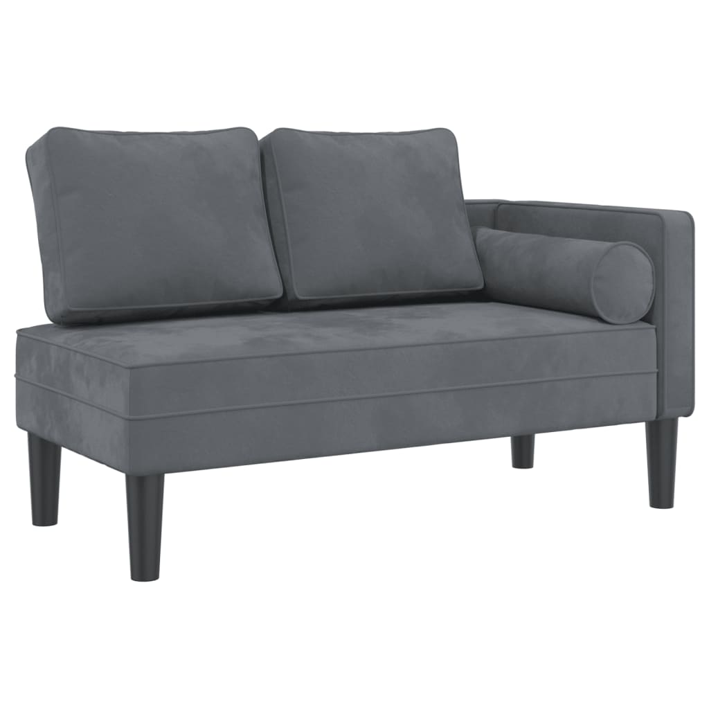 Vidaxl chaise longue met kussens fluweel donkergrijs