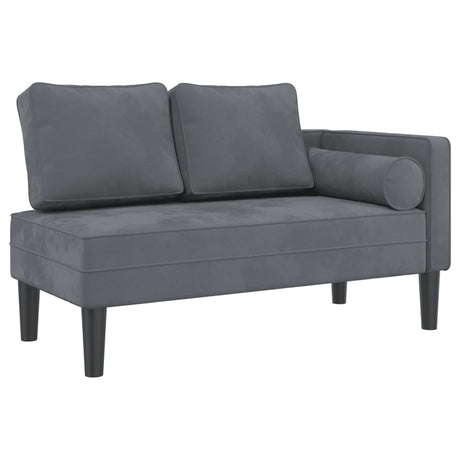 Vidaxl chaise longue met kussens fluweel donkergrijs