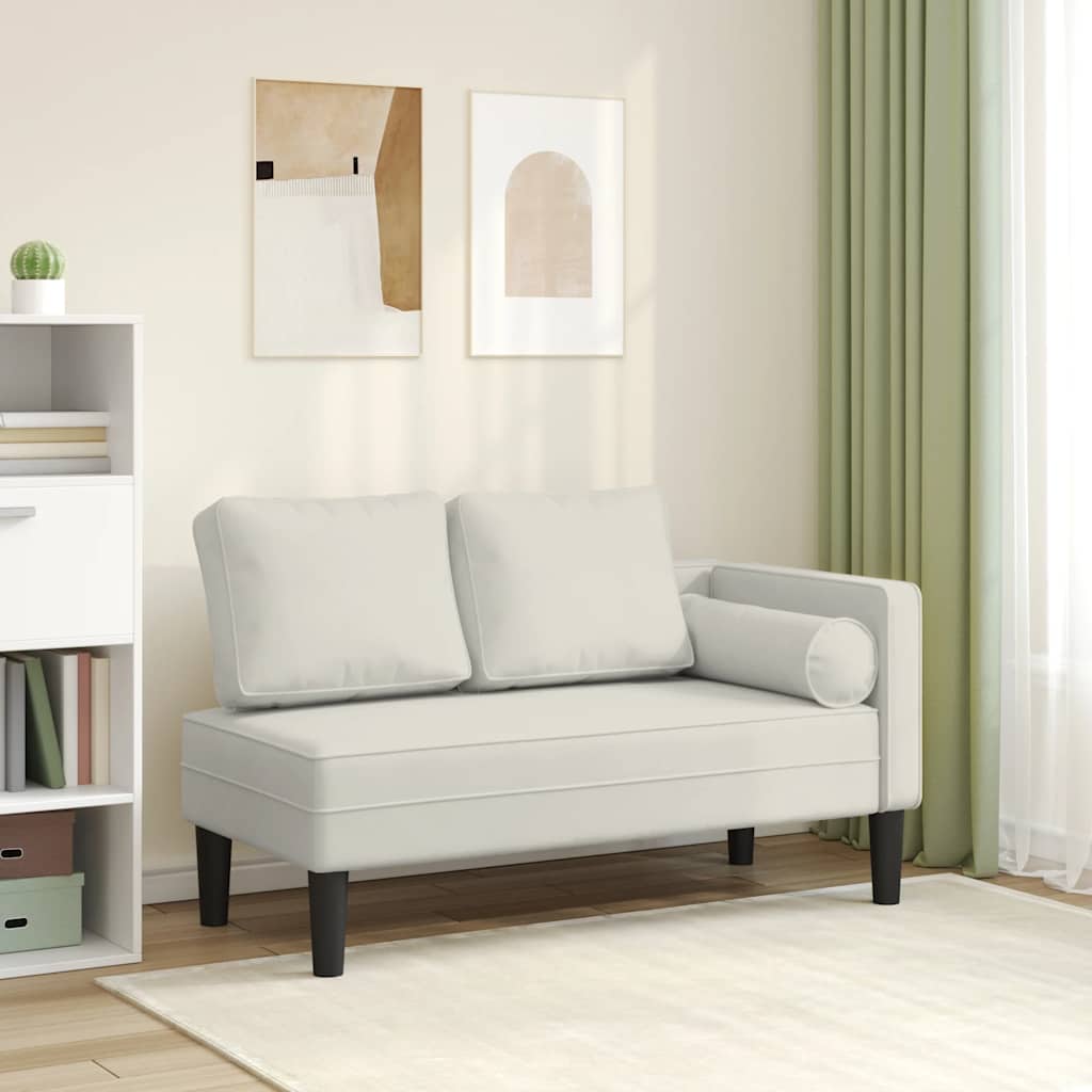 Vidaxl chaise longue met kussens fluweel crèmekleurig