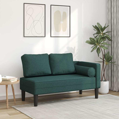 Vidaxl chaise longue met kussens stof donkergroen