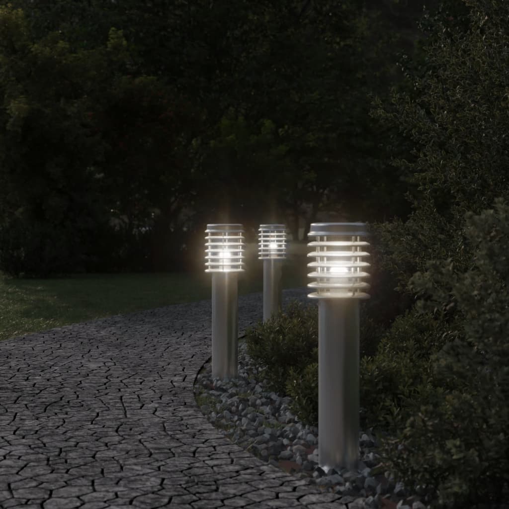 VidaXL Udendørs gulvlampe 3 stk 60 cm rustfrit stål sølvfarvet