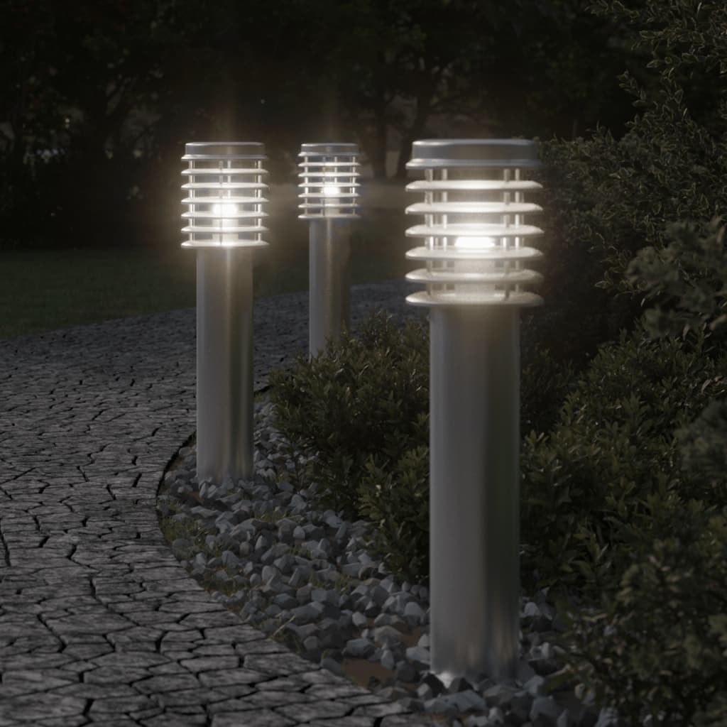 VidaXL Udendørs gulvlampe 3 stk 60 cm rustfrit stål sølvfarvet