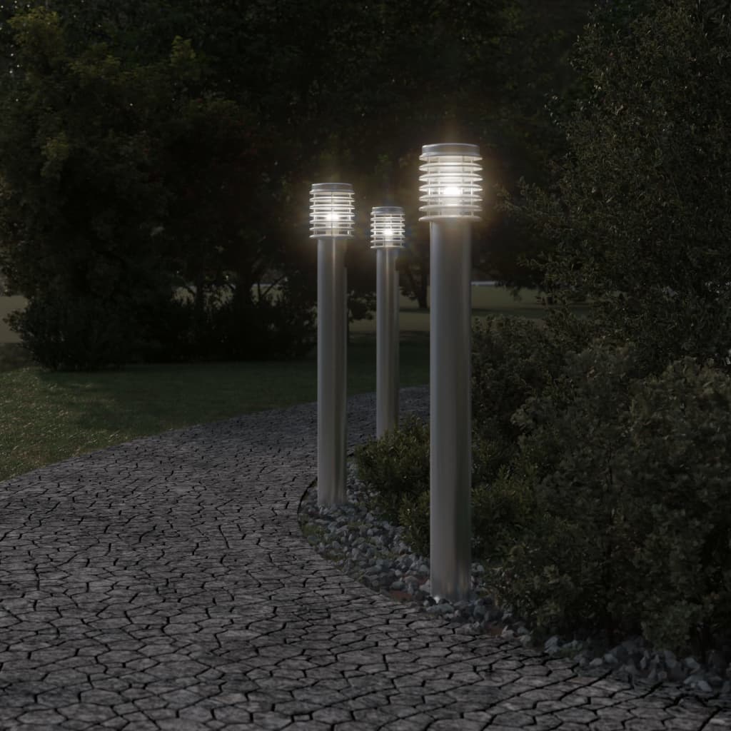 VidaXL udendørs gulvlampe 110 cm rustfrit stål sølvfarvet