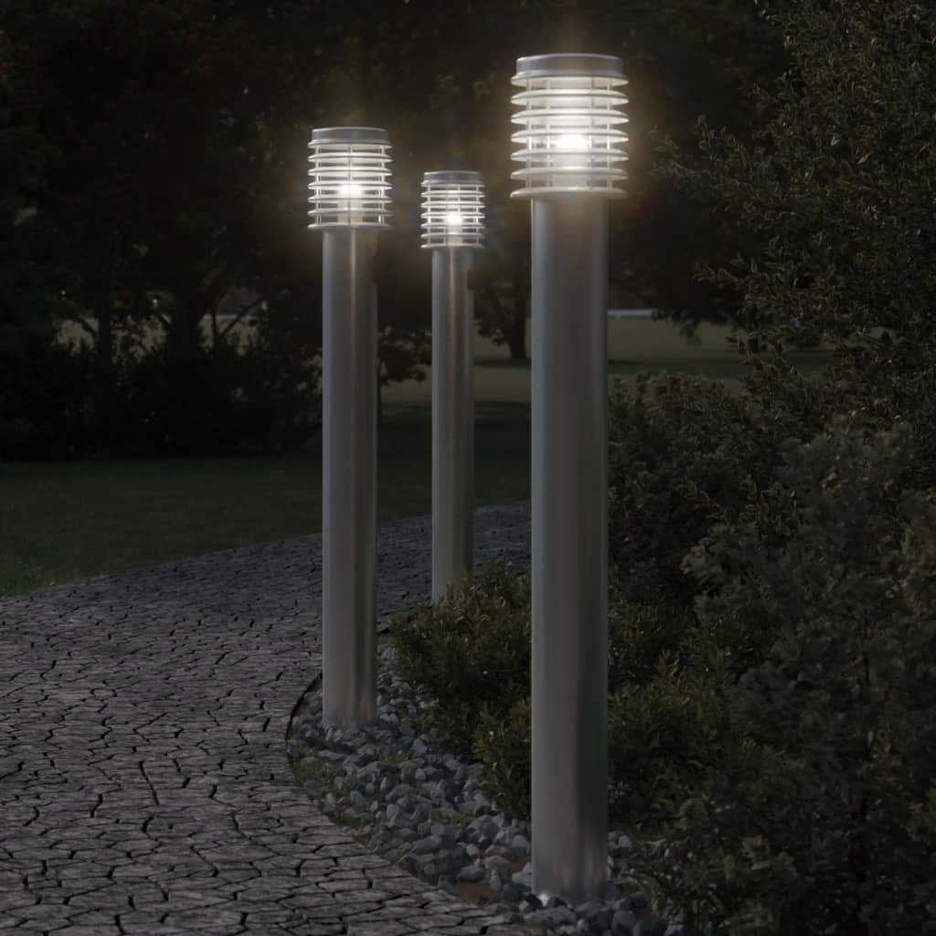 VidaXL udendørs gulvlampe 110 cm rustfrit stål sølvfarvet