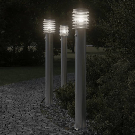 Vidaxx udendørs gulvlamper 3 stk med sensorer 110 cm rustfrit stål sølv