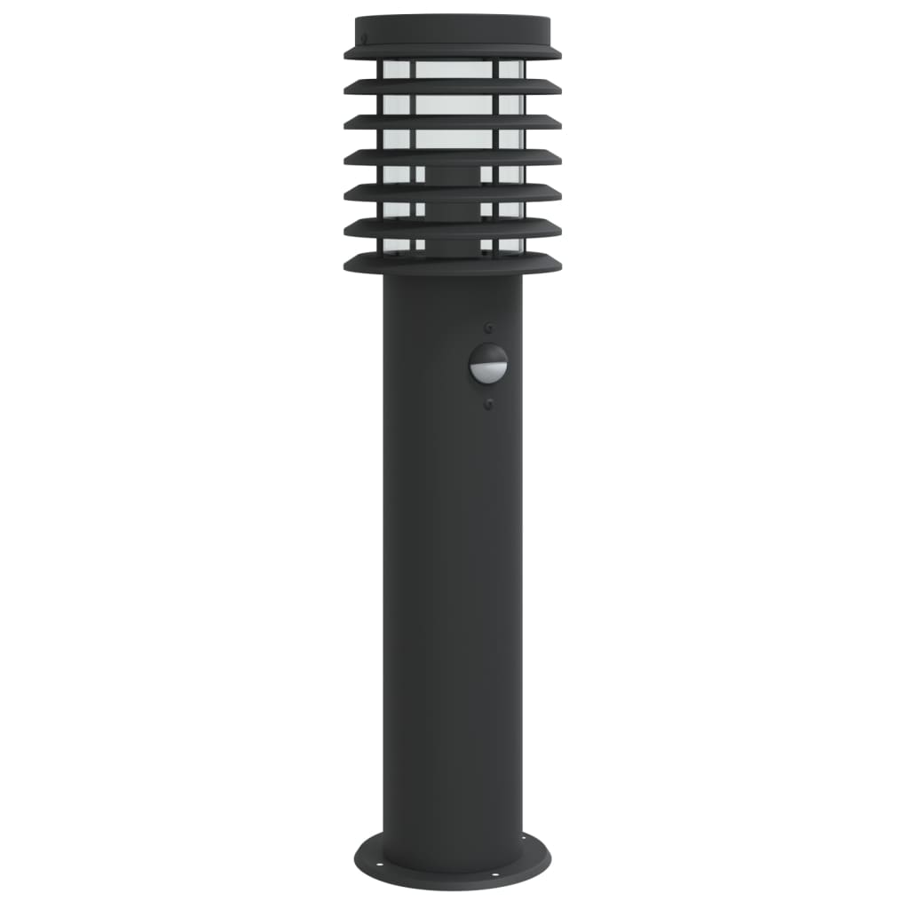 VidaXL udendørs gulvlampe med sensor 60 cm rustfrit stål sort
