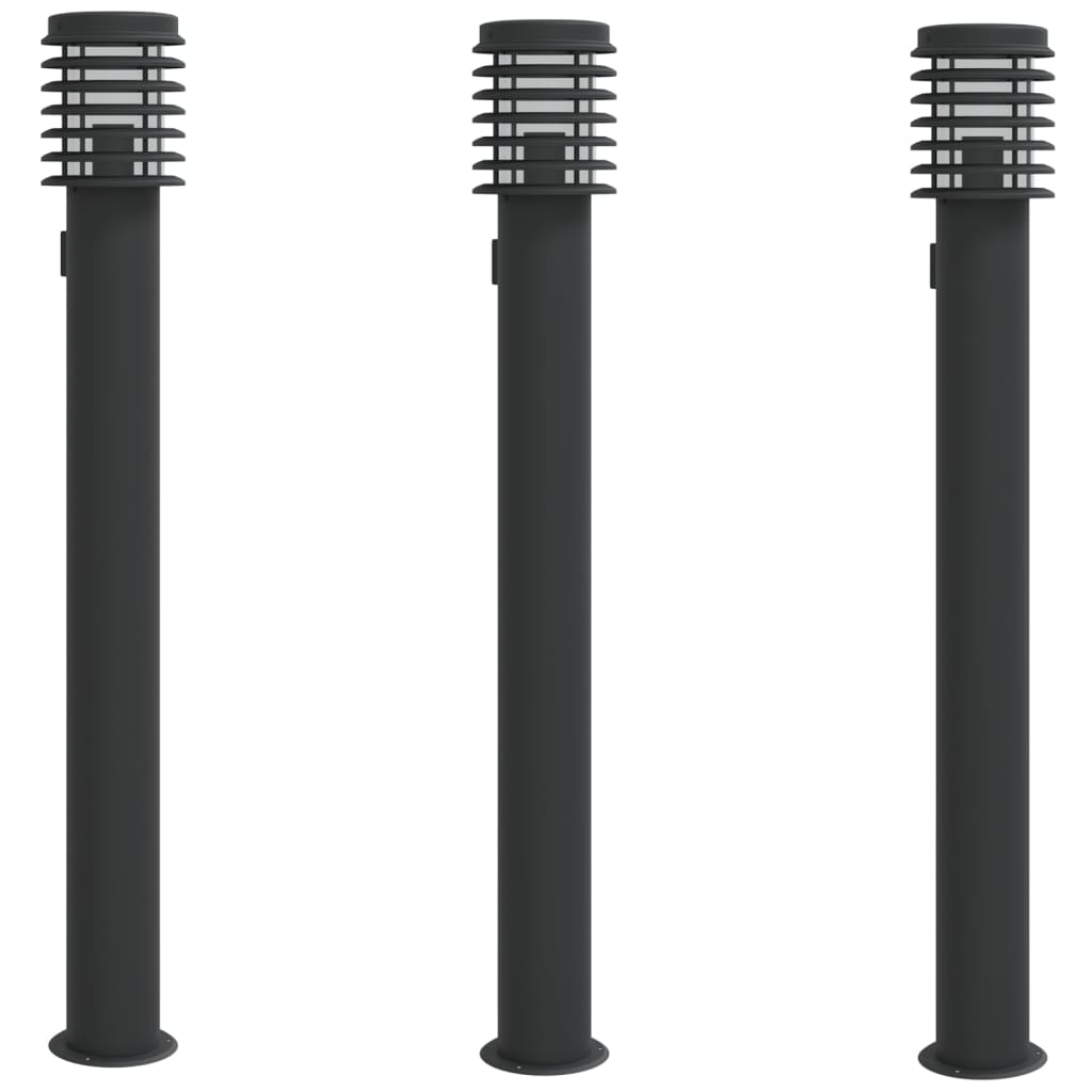 Vidaxx udendørs gulvlamper 3 stk fatning 110 cm rustfri stål sort