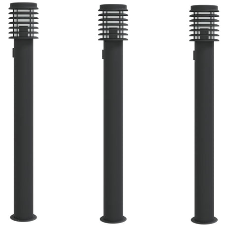 Vidaxx udendørs gulvlamper 3 stk fatning 110 cm rustfri stål sort