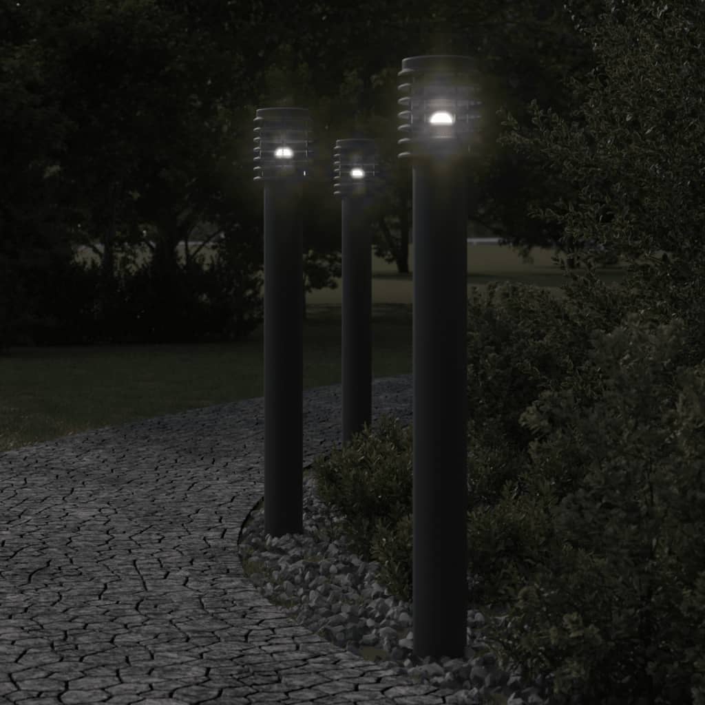 Vidaxx udendørs gulvlamper 3 stk fatning 110 cm rustfri stål sort