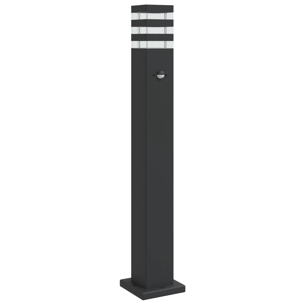 VidaXL udendørs gulvlampe med sensor 80 cm aluminium sort