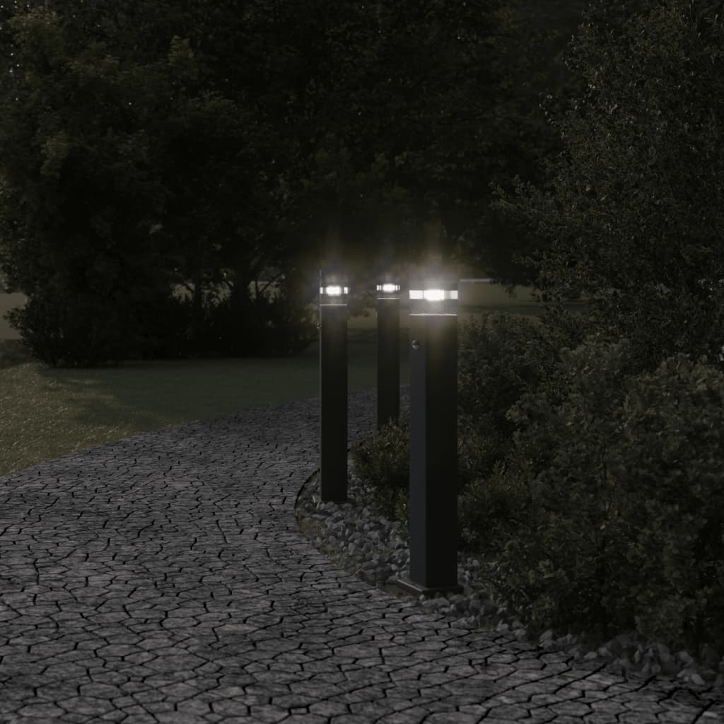 VidaXL udendørs gulvlampe med sensor 80 cm aluminium sort