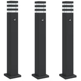 VidaXL udendørs gulvlamper 3 stk med sensor 80 cm aluminium sort