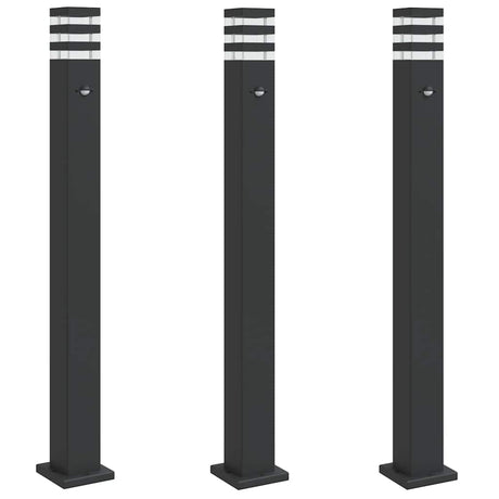 Vidaxx udendørs gulvlamper 3 stk med sensor 110 cm aluminium sort