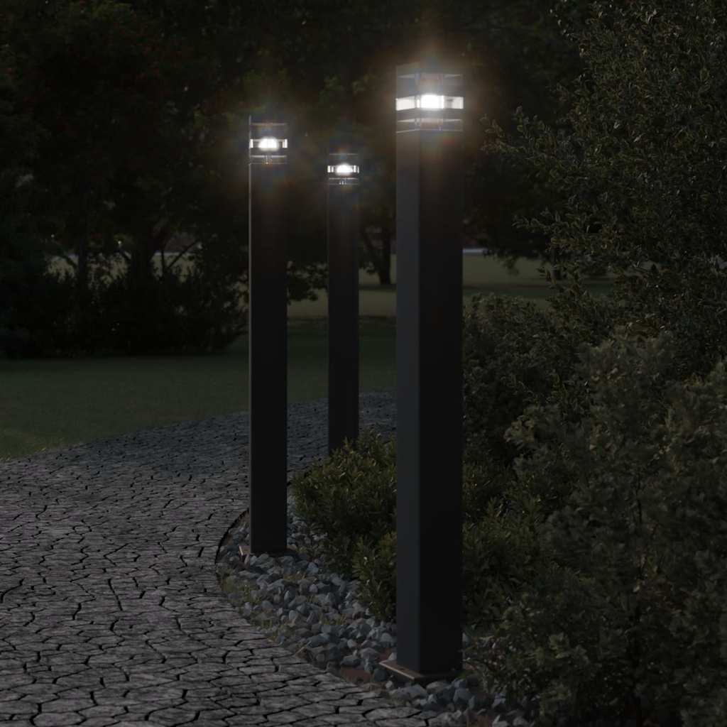 Vidaxx udendørs gulvlamper 3 stk med sensor 110 cm aluminium sort