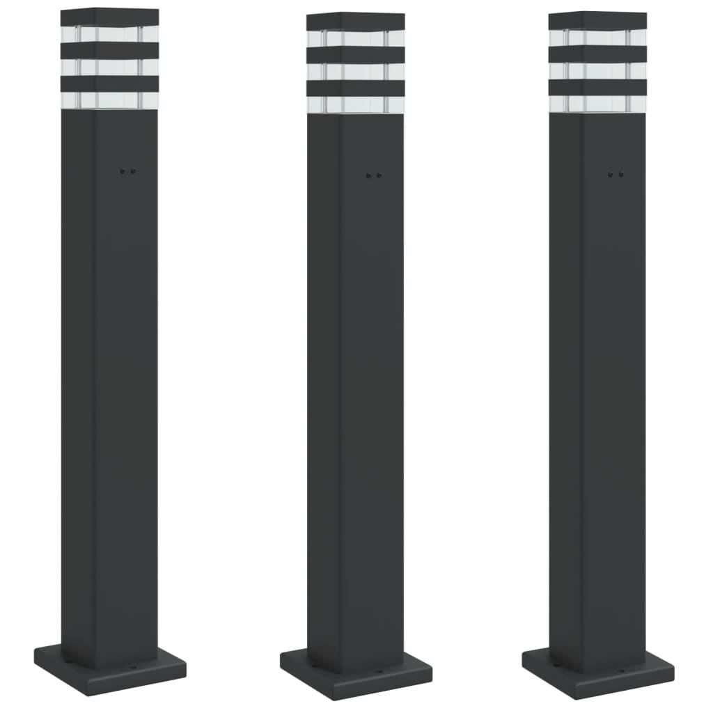 Vidaxx udendørs gulvlamper 3 stk med fatning 80 cm alu sort
