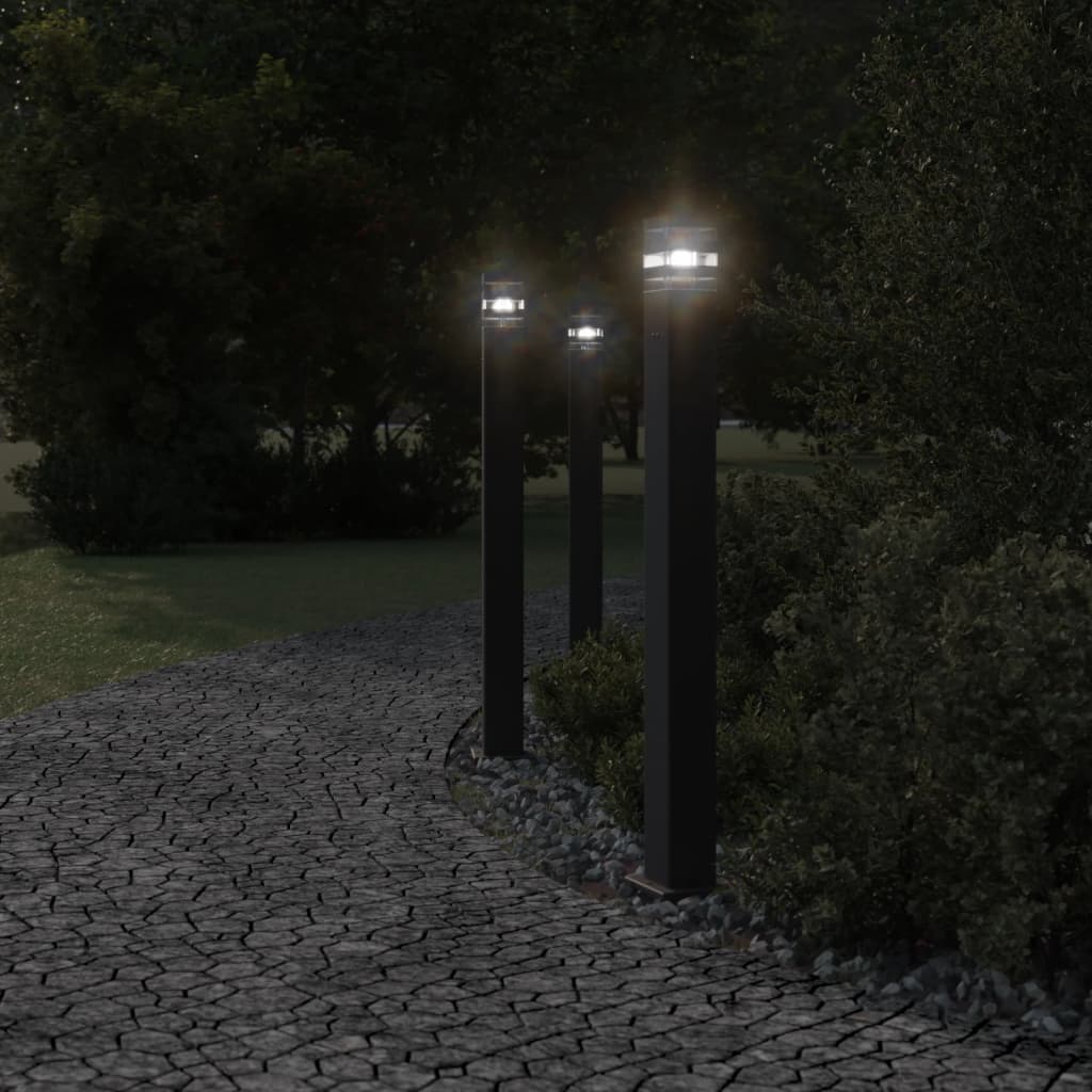 VidaXL udendørs gulvlampe med fatning 110 cm aluminium sort