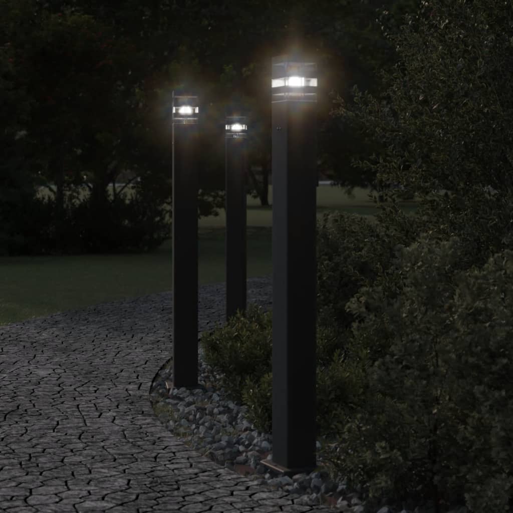 VidaXL udendørs gulvlampe med fatning 110 cm aluminium sort