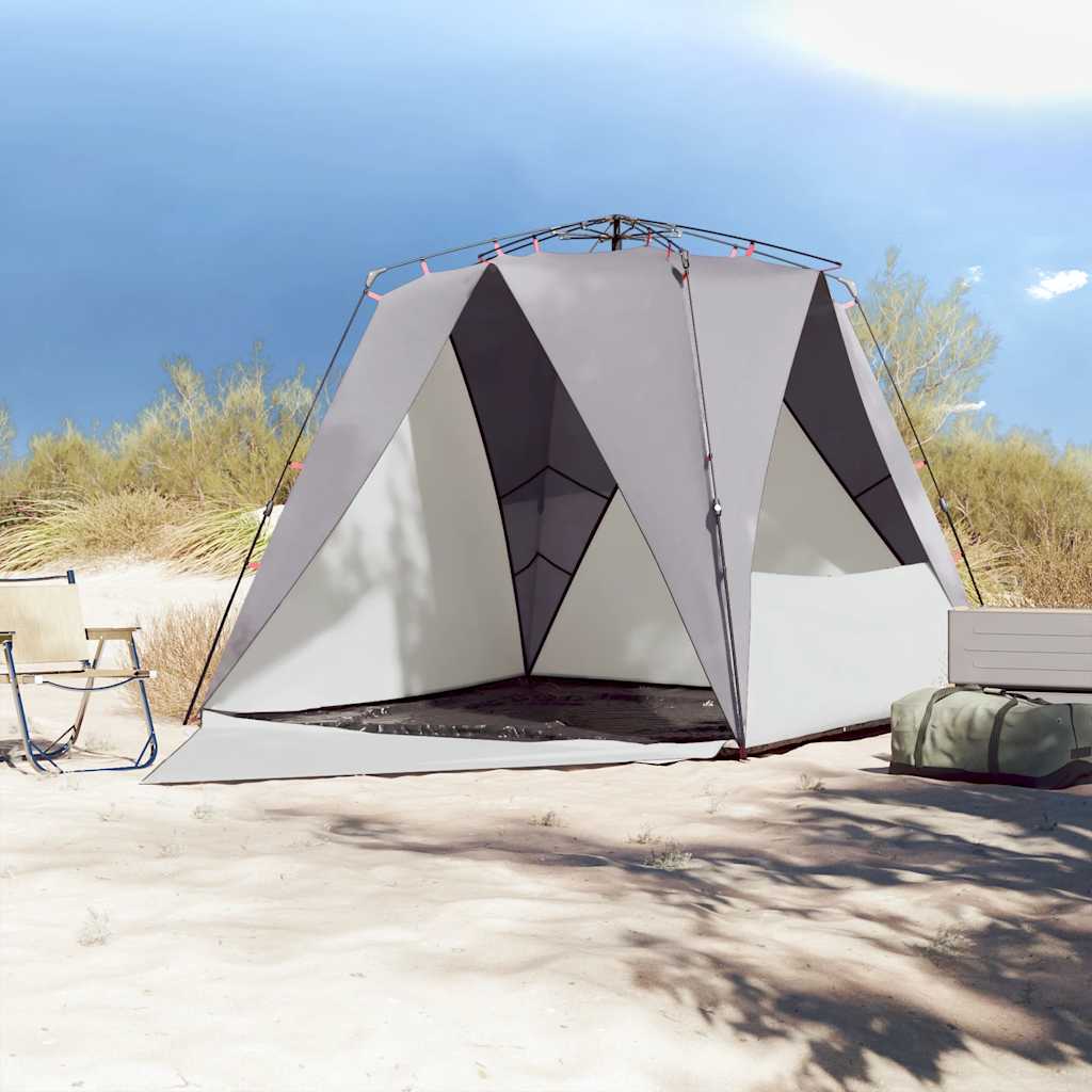 Vidaxl strandtelt 4-personers vandtæt quick release grå
