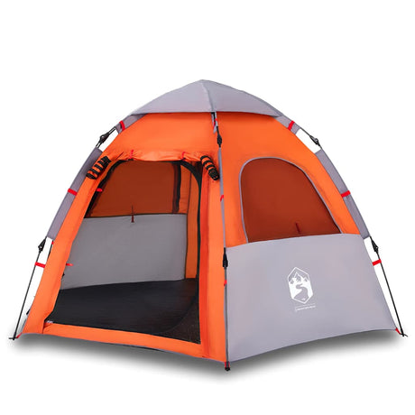 Vidaxl campingtelt 4-personers quick release grå og orange