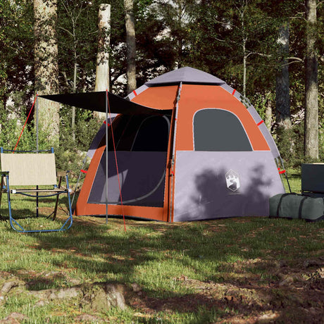 Vidaxl campingtelt 4-personers quick release grå og orange