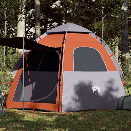 Vidaxl campingtelt 4-personers quick release grå og orange