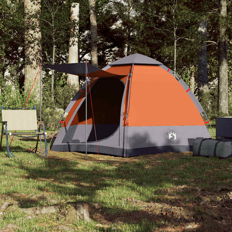 Vidaxl campingtelt 4-personers quick release grå og orange