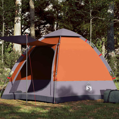 Vidaxl campingtelt 4-personers quick release grå og orange