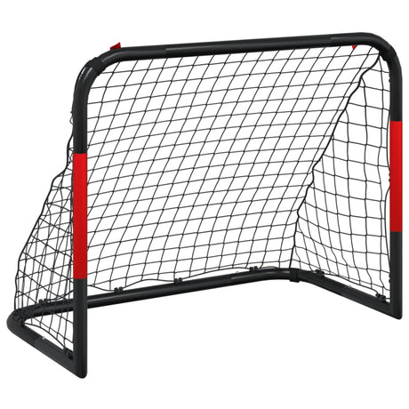VidaXL fodboldmål med net 90x48x71 cm stål rød og sort