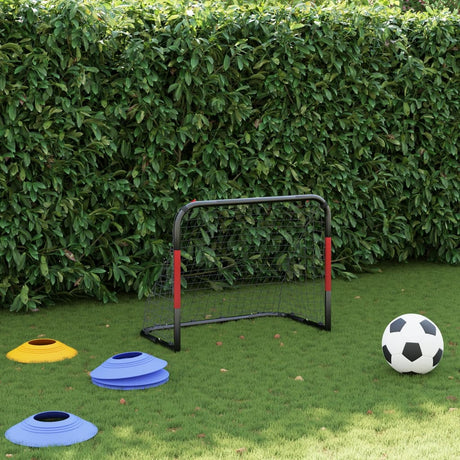 VidaXL fodboldmål med net 90x48x71 cm stål rød og sort