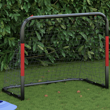 VidaXL fodboldmål med net 90x48x71 cm stål rød og sort