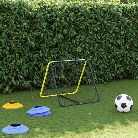 Vidaxl fodbold rebounder dobbeltsidet justerbar stål gul og sort