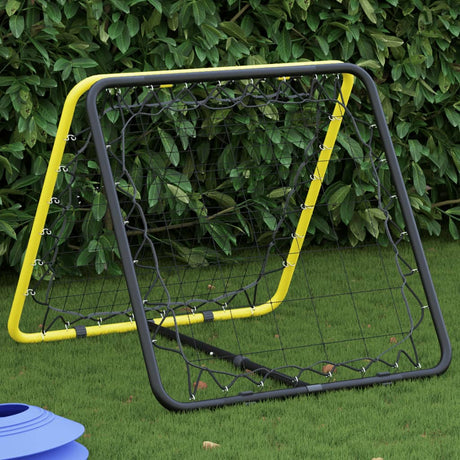 Vidaxl fodbold rebounder dobbeltsidet justerbar stål gul og sort