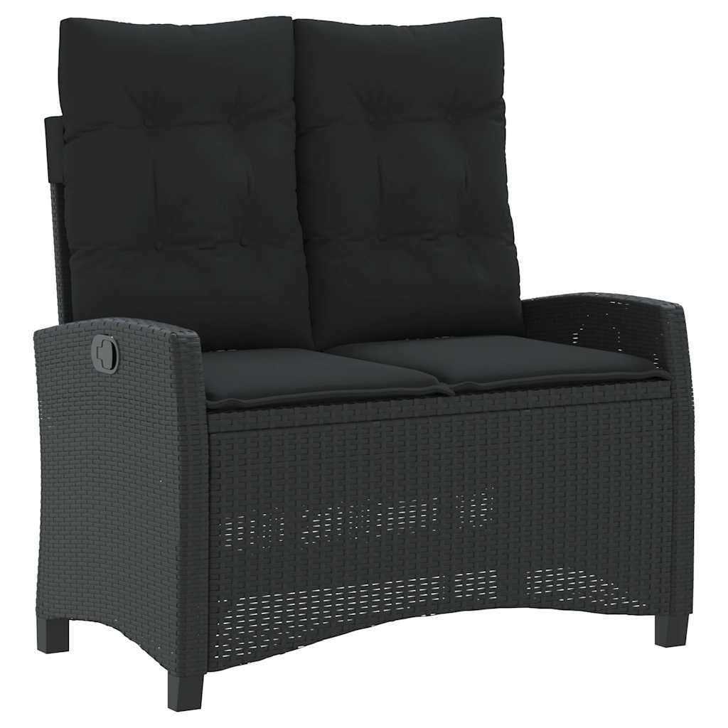 Vidaxl 2-delige tuinset met kussens poly rattan zwart