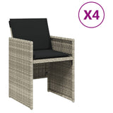 Vidaxl tuinstoelen 4 st met kussens poly rattan lichtgrijs