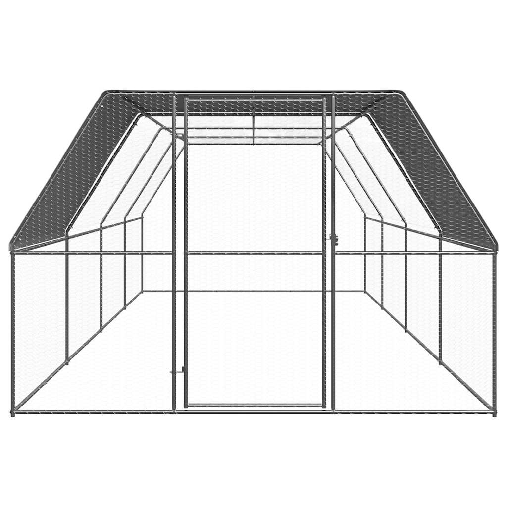 VidaXL Hønsehus 3x8x2 m galvaniseret stål
