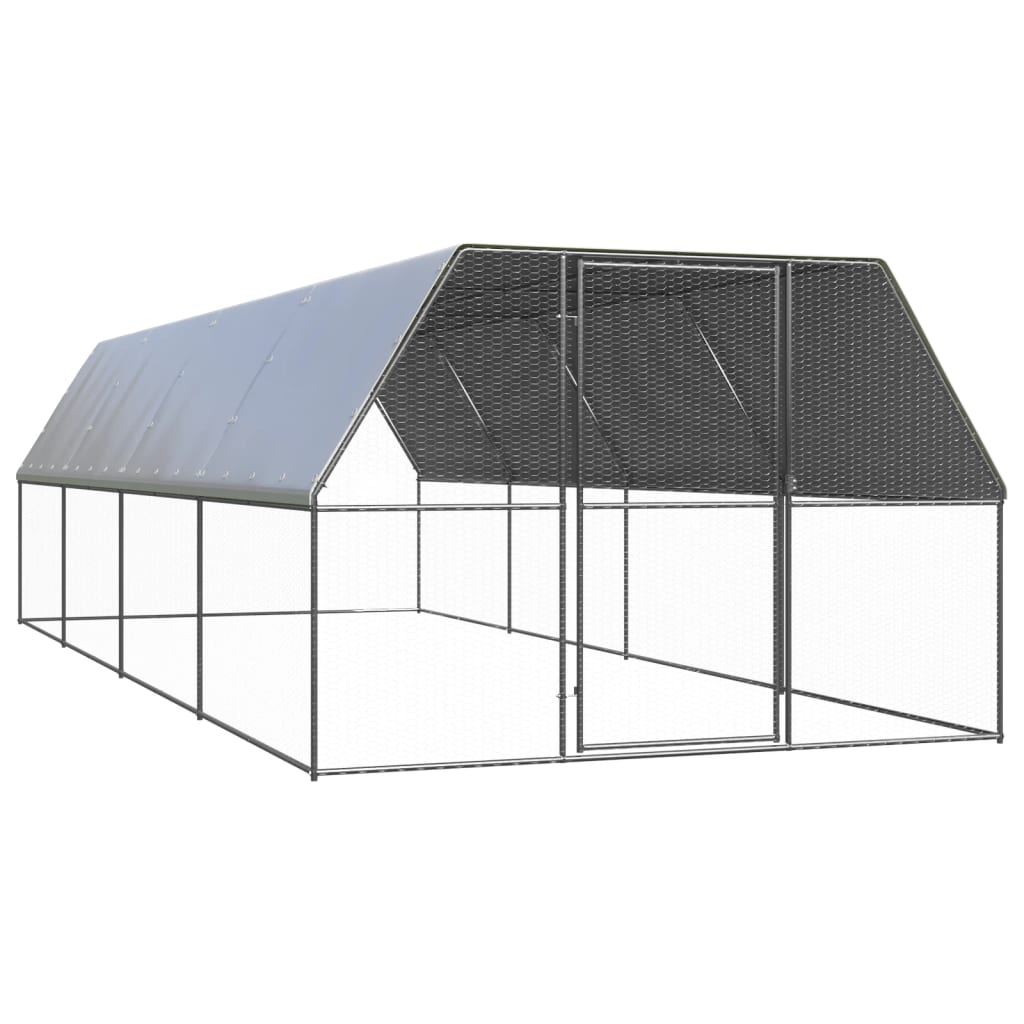 VidaXL Hønsehus 3x8x2 m galvaniseret stål