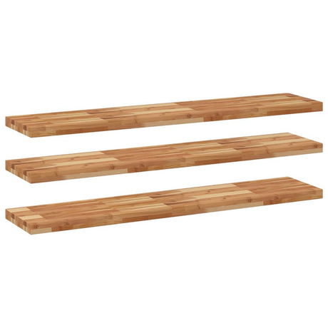 Vidaxl wandschappen 3 st zwevend olieafwerking 120x30x4 cm acaciahout