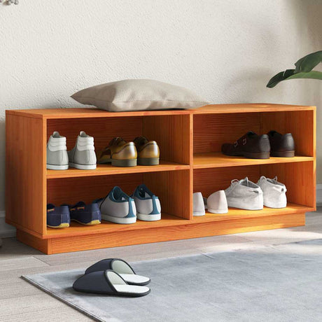 Vidaxx skoskab 110x34x45 cm massiv fyrretræ, vask brun