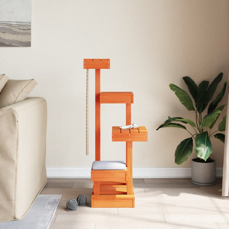 Vidaxxl kattemøbel 45,5x49x103 cm massiv fyrretræ vask brun